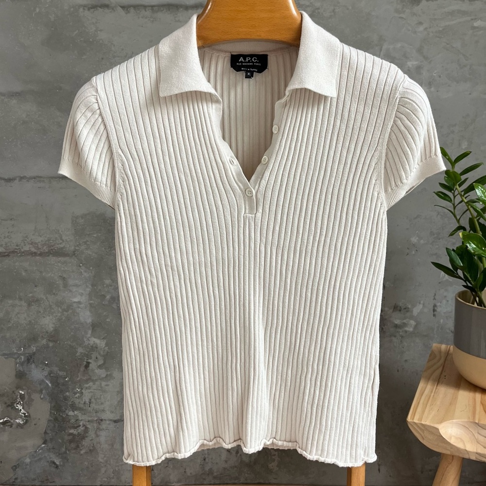 APC knit off-white polo shirt